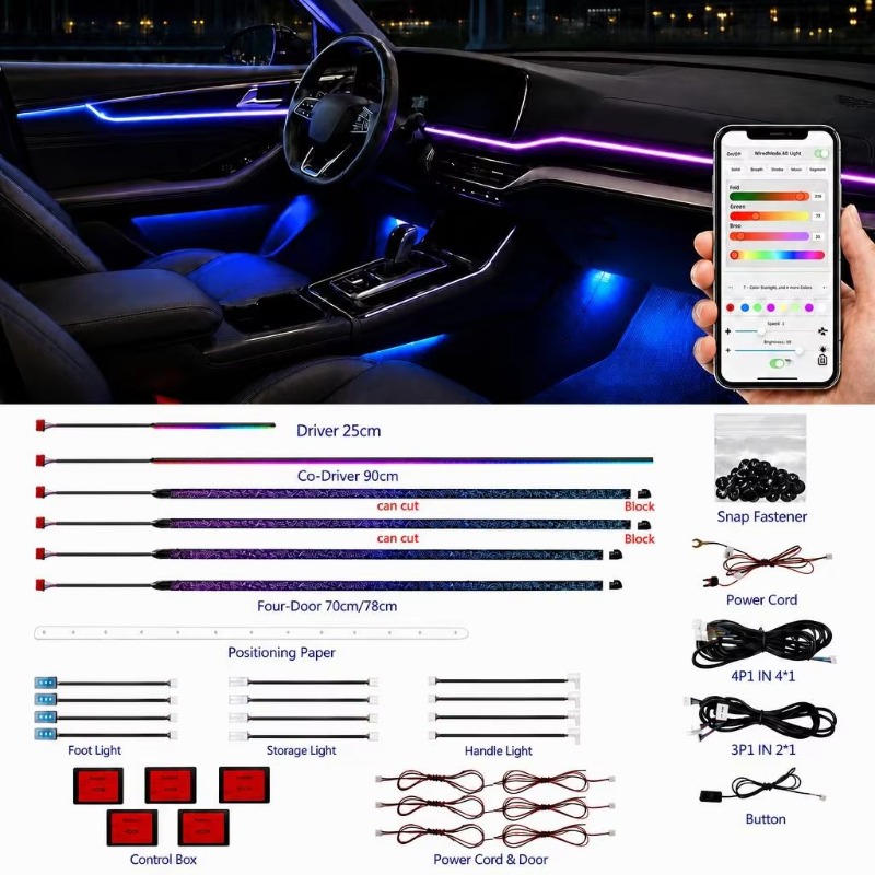 Door Handle - Kit de Iluminación Ambiental para Automóvil,