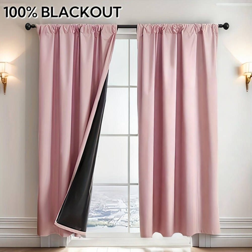 Curtain Rods - Cortina Opaca 100% con Forro Negro,